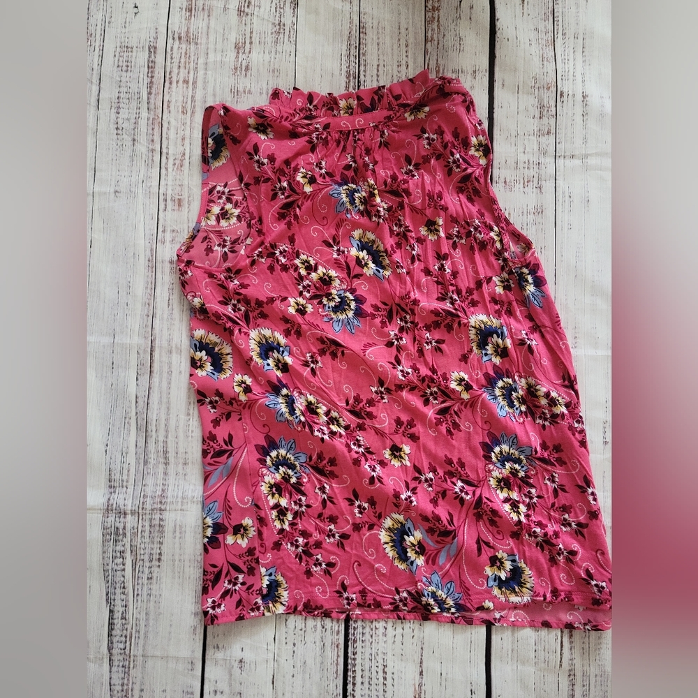 Loft Floral Sleveless Ruffle Shell XXS - Picture 5 of 9